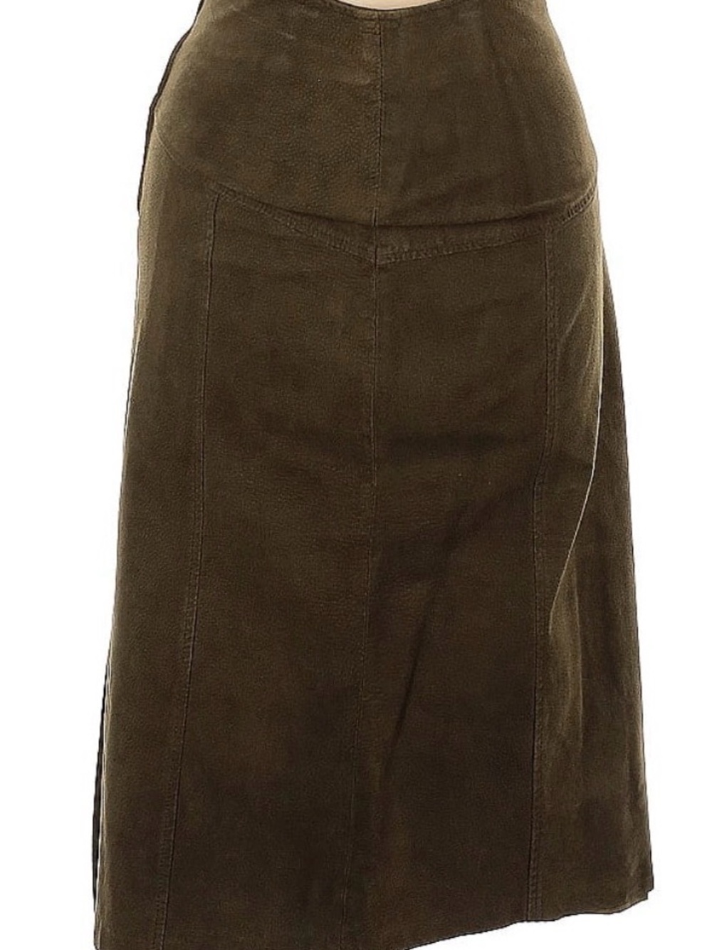 Olive Green Suede Midi Skirt